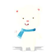 cartoon waving polar bear cub with scarf