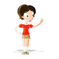 cartoon waving woman N32