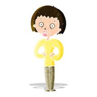 cartoon woman gesturing at self N6