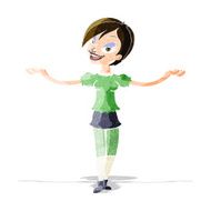 cartoon woman making open arm gesture N3