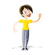 Cartoon Woman Waving N70