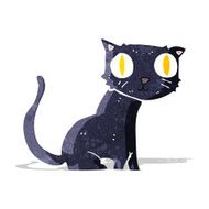 cartoon black cat N34