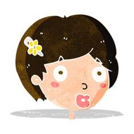 cartoon surprised female face N13
