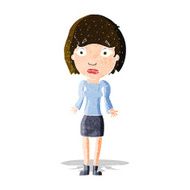 cartoon woman shrugging shoulders N109