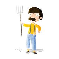 Cartoon Farmer With Pitchfork N5