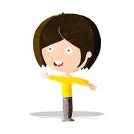 cartoon happy girl waving N3