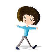cartoon surprised man walking N3