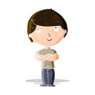 cartoon happy man with folded arm N3