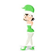 cartoon woman in christmas elf costume N3