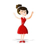 cartoon woman with raised arms N3