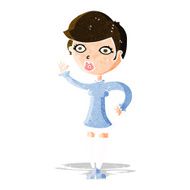 cartoon pretty woman waving N20