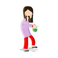 cartoon hippie man with bag of weed N3