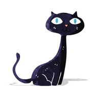 cartoon black cat N35