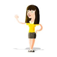 cartoon pretty woman waving N21