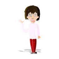 cartoon shocked woman waving hand N3