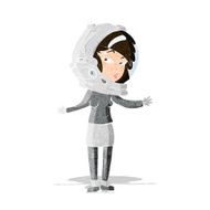 cartoon woman wearing astronaut helmet N3
