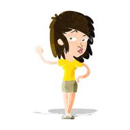 cartoon pretty woman waving N22