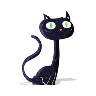 cartoon black cat N36