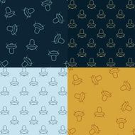 Four seamless pattern background or texture with cartoon ufo N2