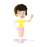 cartoon pretty girl waving N9
