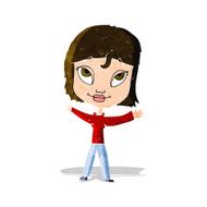 cartoon happy woman waving arms N3