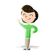cartoon friendly waving woman N3