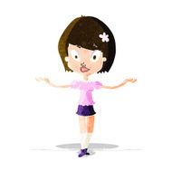 cartoon woman making balancing gesture N3