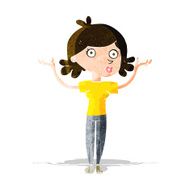 cartoon woman throwing arms in air N3