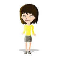 cartoon woman shrugging shoulders N116