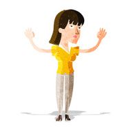cartoon woman throwing hands in air N3