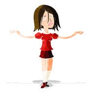 cartoon woman shrugging shoulders N119