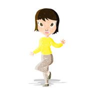 cartoon pretty woman waving N23