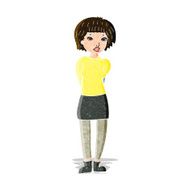 cartoon shy woman N13