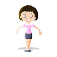 cartoon confused woman shrugging shoulders N3