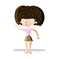 Cartoon Woman Waving N74