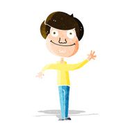 cartoon happy man waving N11