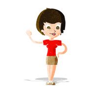 Cartoon Woman Waving N76