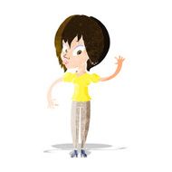 Cartoon Woman Waving N77