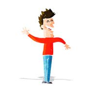 cartoon happy man waving N12