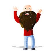 cartoon frightened old man with beard N3