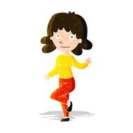 cartoon friendly woman waving N13