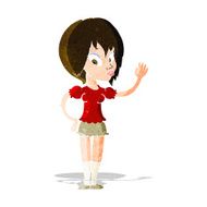 cartoon pretty woman waving N24