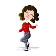 cartoon happy woman dancing N3