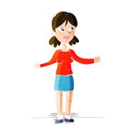 cartoon happy woman shrugging shoulders N3