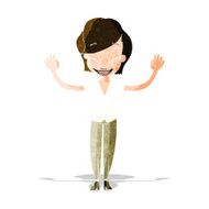 cartoon pretty woman with hands in air N3