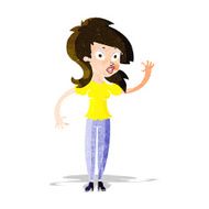 cartoon pretty woman waving N25