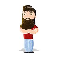 cartoon serious man with beard N6