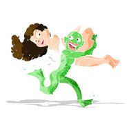 cartoon swamp monster carrying girl in bikini N3