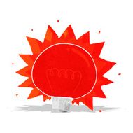 cartoon flashing red light bulb