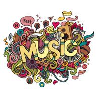 Music hand lettering and doodles elements background N2